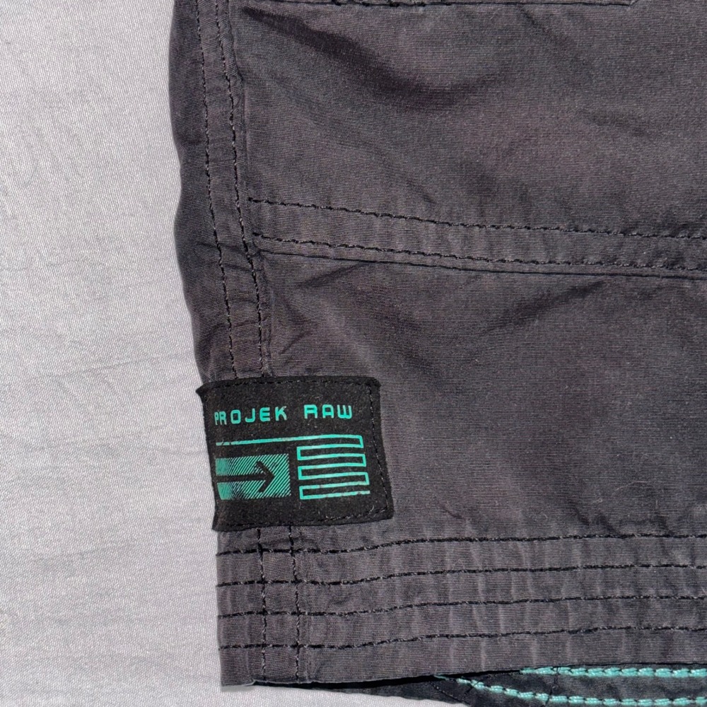 Projek Raw Mens Black Cargo Shorts Utility Multi-Pocket Cotton Blend Size 33 - Picture 9 of 12